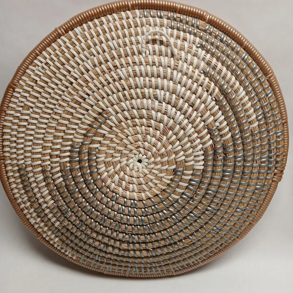 3 Piece Lot of Boho Round Wall Basket Decor, Seagrass Rattan Wicker Gallery Wall